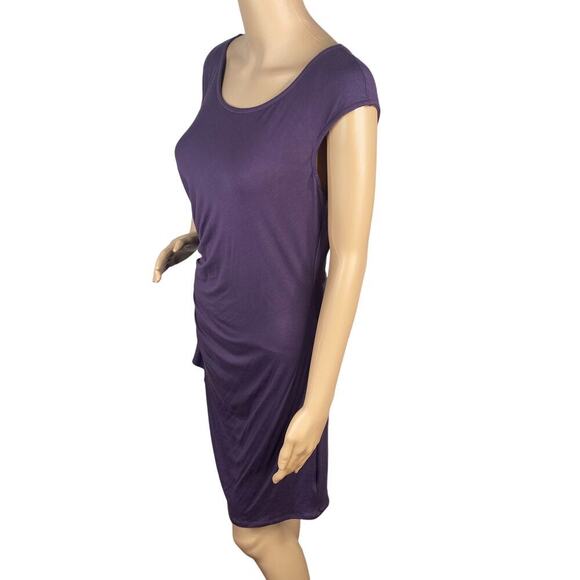 Ella Moss NWT $138 Girl's Best Friend Purple Ruched Asymmetric Dress SZ M - Picture 5 of 8
